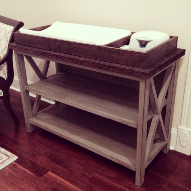 Rustic X Changing Table - Finished
