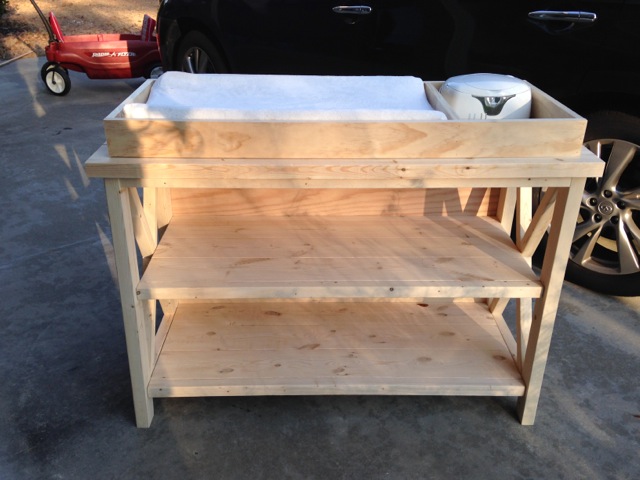 Rustic X Changing Table - Front, Unfinished