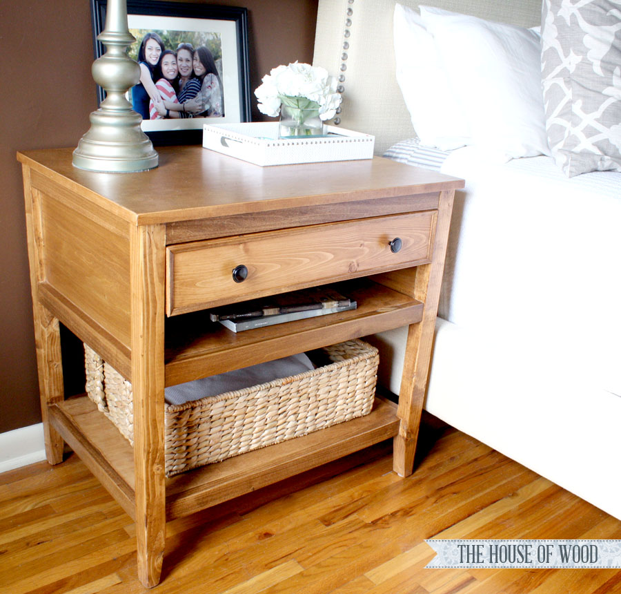 diy bedside table with drawer and shelf | free plans