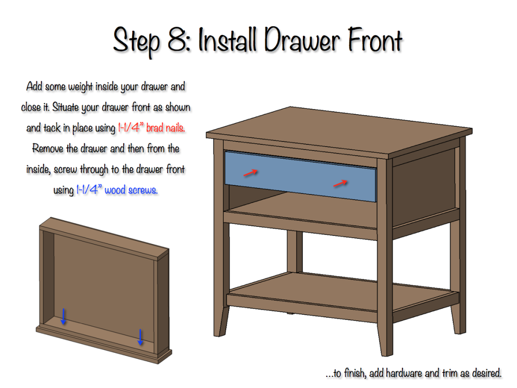 DIY Bedside Table with Drawer and Shelf Free Plans