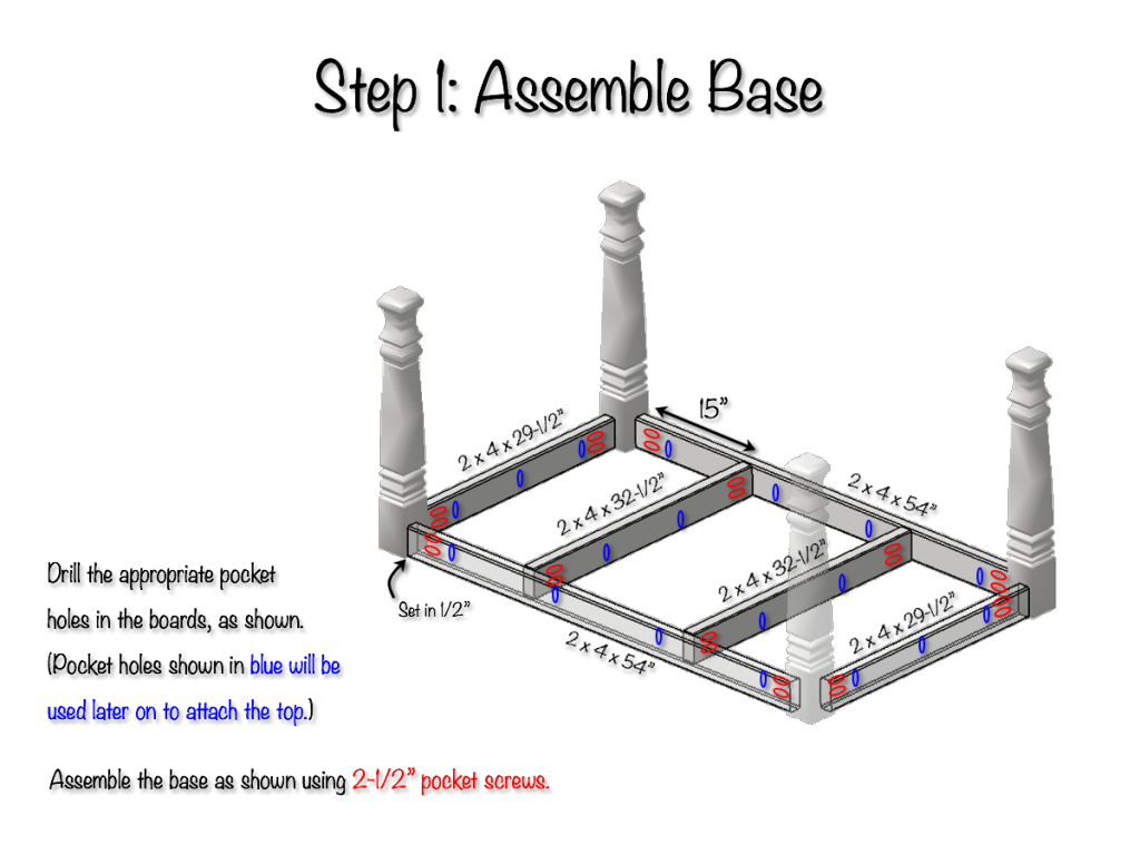 DIY Farmhouse Dining Table Plans - Step 1