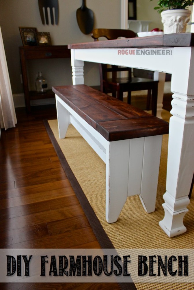 DIY Farmhouse Bench | Free Plans | Rogue Engineer