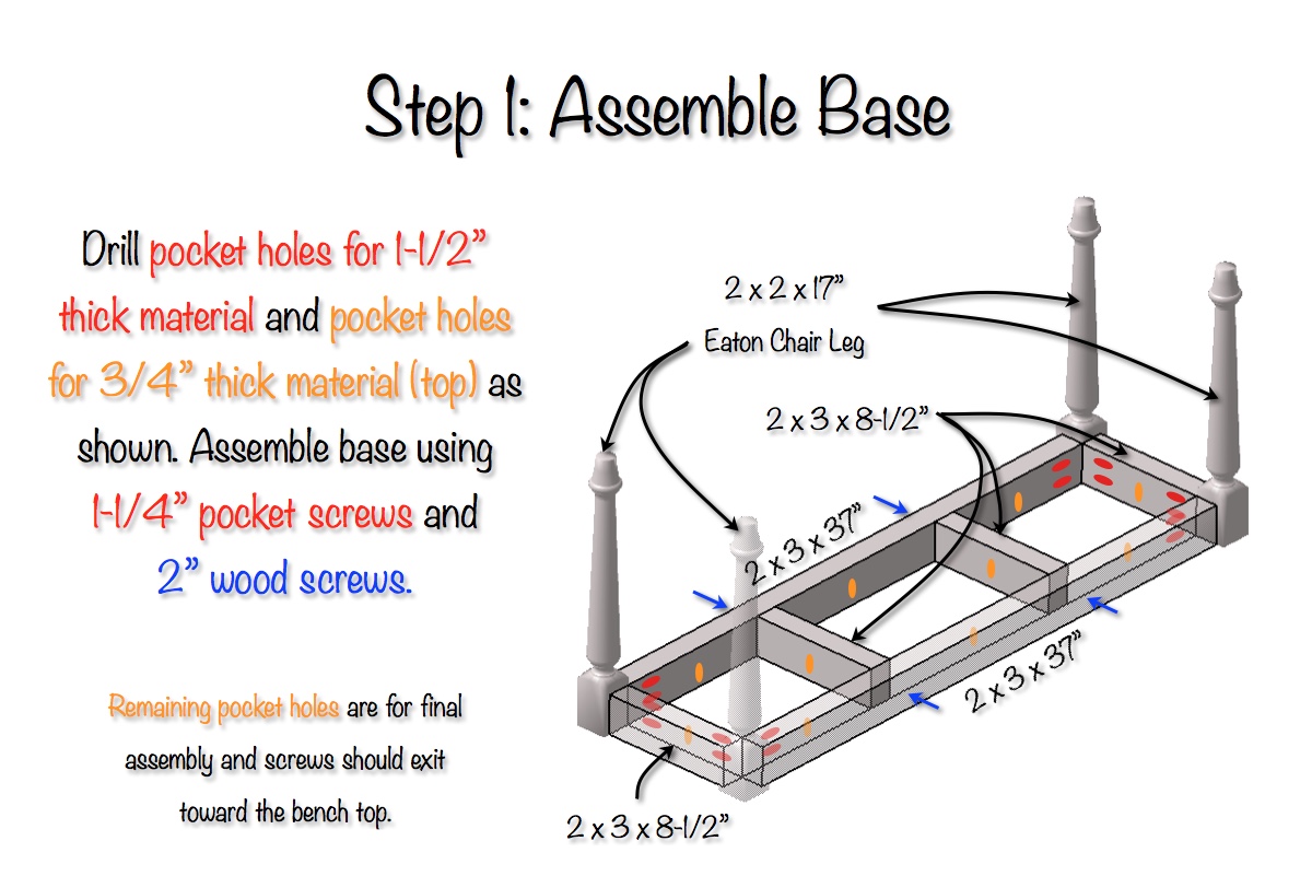 DIY Elegant Farmhouse Bench | Free Plans | Step 1