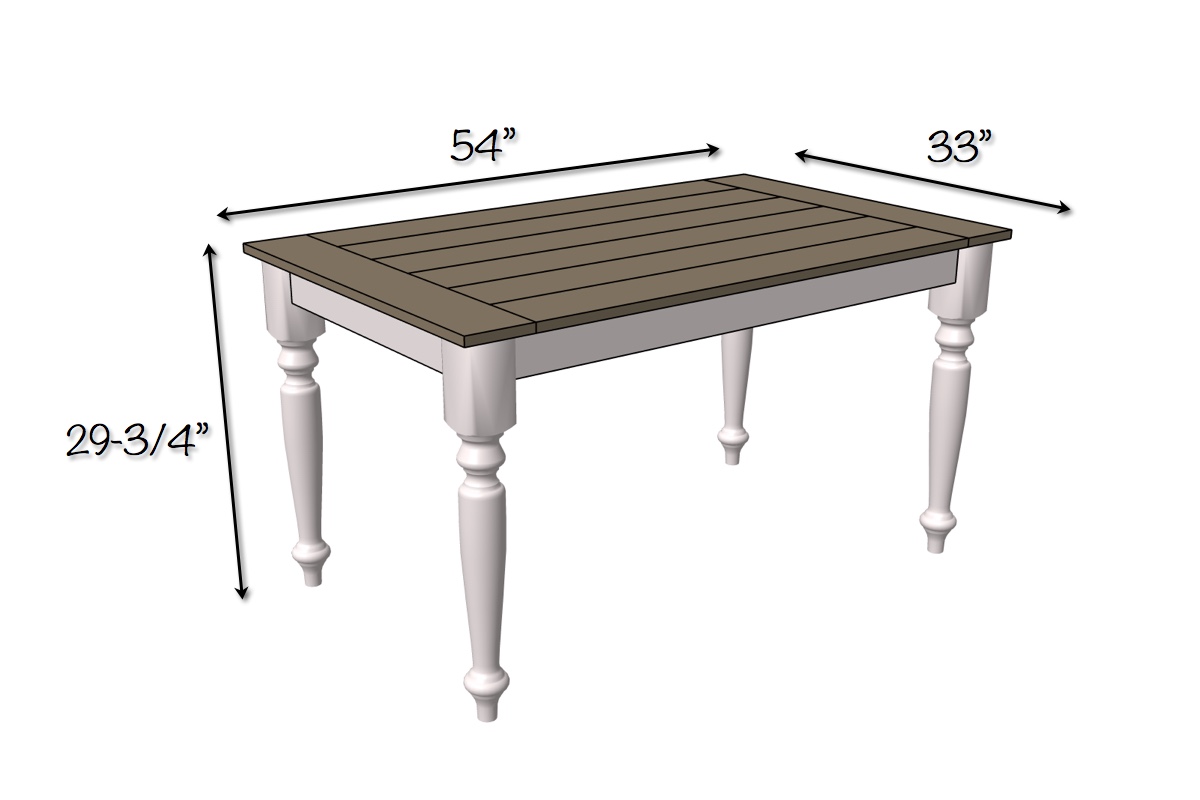 DIY Elegant Farmhouse Table | Dimensions