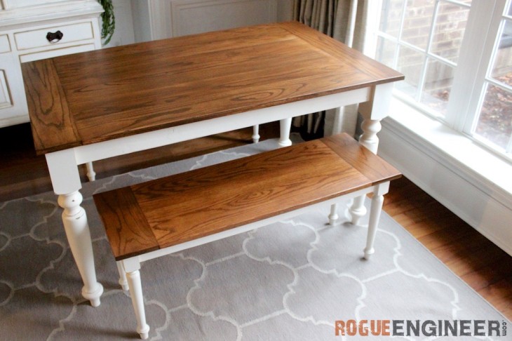 DIY Solid Oak Farmhouse  Table  Free Easy Plans 