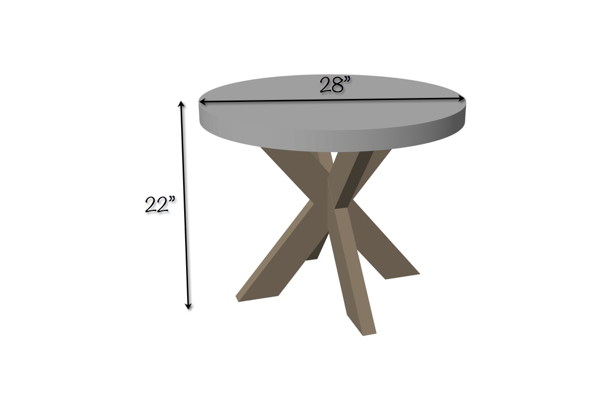 Concrete X-Brace Side Table | Dimensions