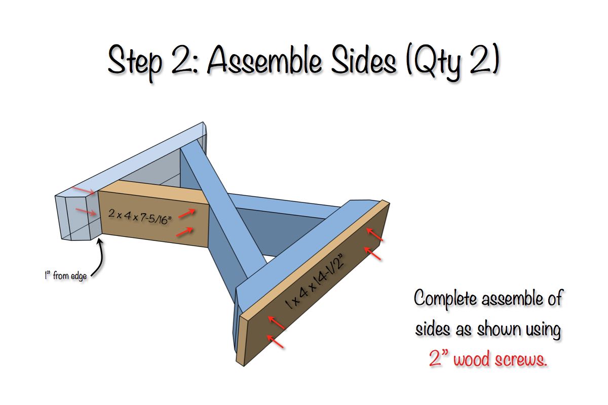 DIY X-Brace Bench Plans - Step 2