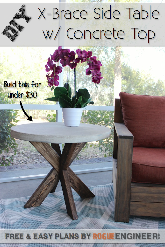 DIY XBrace Side Table w/ Concrete Top Free & Easy Plans