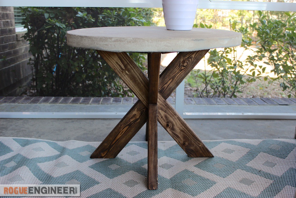 Diy X Brace Side Table W Concrete Top Free Easy Plans