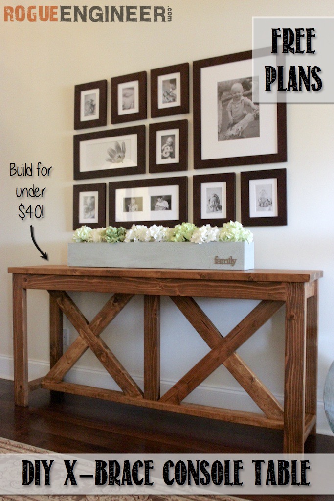 DIY X-Brace Console Table - Free Plans - Rogue Engineer