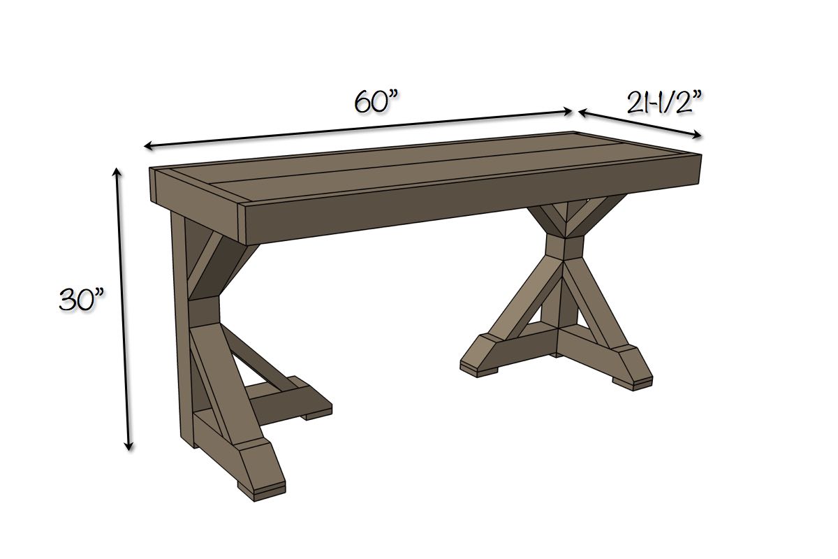 L Shaped Farmhouse Desk Plans - The desktop can hold up to 60 lbs.