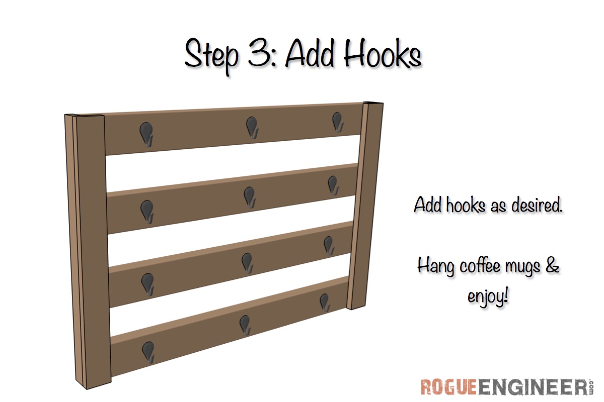 Wall Mount Coffee Mug Hanger Plans | Step 3