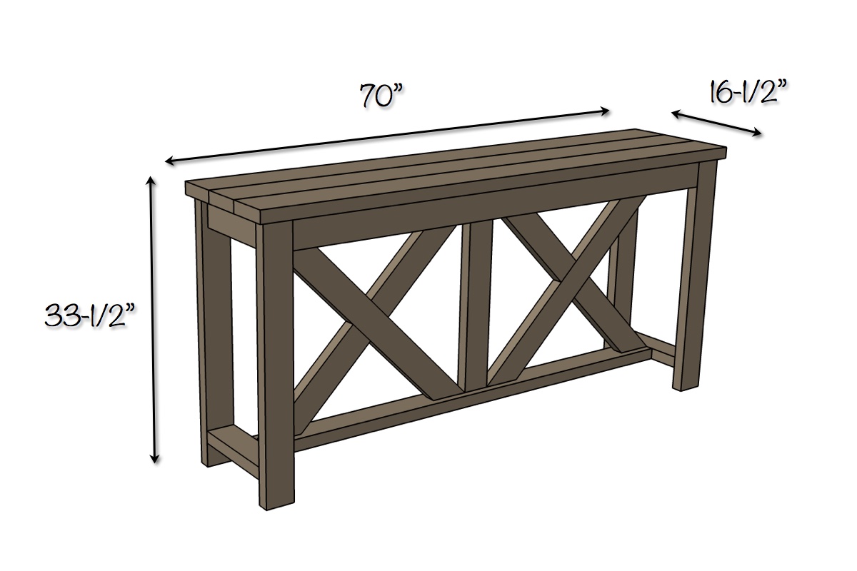 X-Brace Console Table | Dimensions