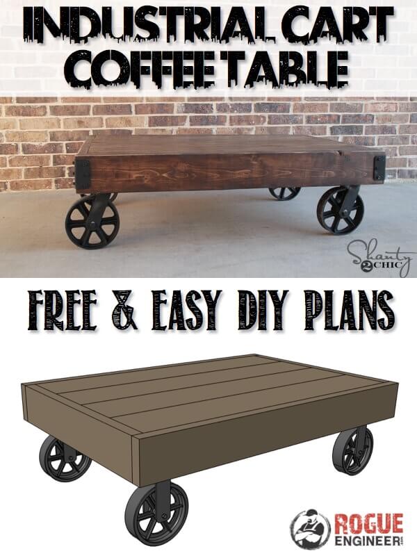 DIY Industrial Cart Coffee Table Plans - Rogue Engineer