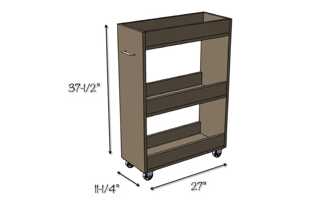 Slim Rolling Laundry Room Storage Cart - Free DIY Plan