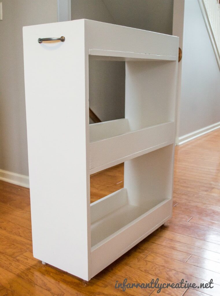 Slim Rolling Laundry Room Storage Cart Free DIY Plan