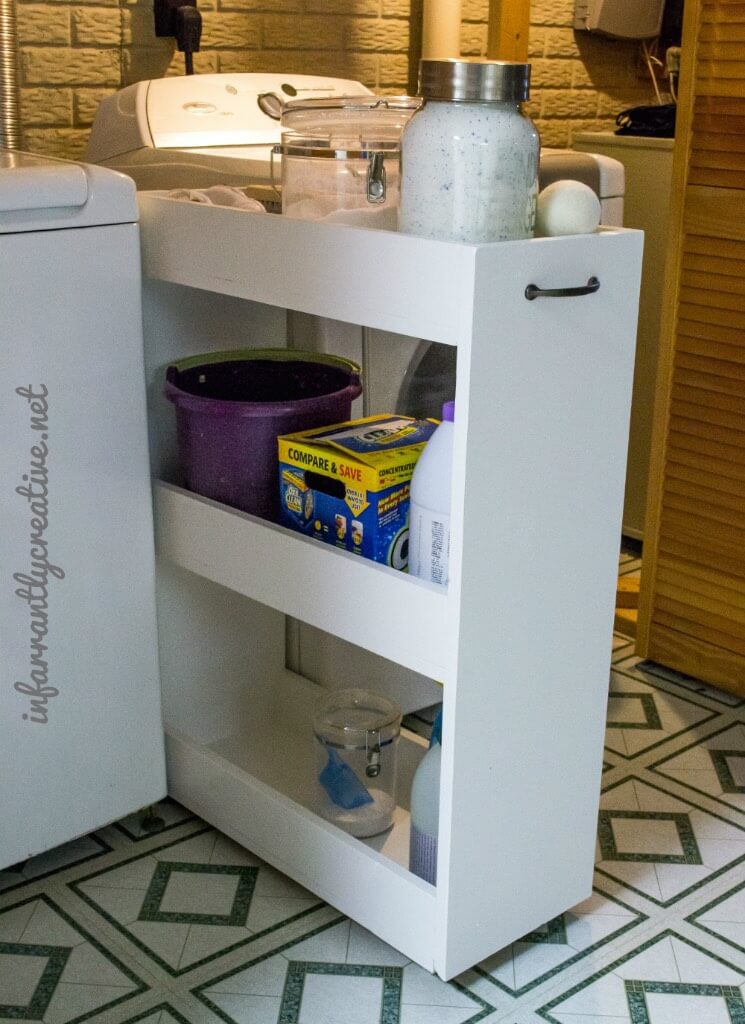 Slim Rolling Laundry Room Storage Cart - Free DIY Plan