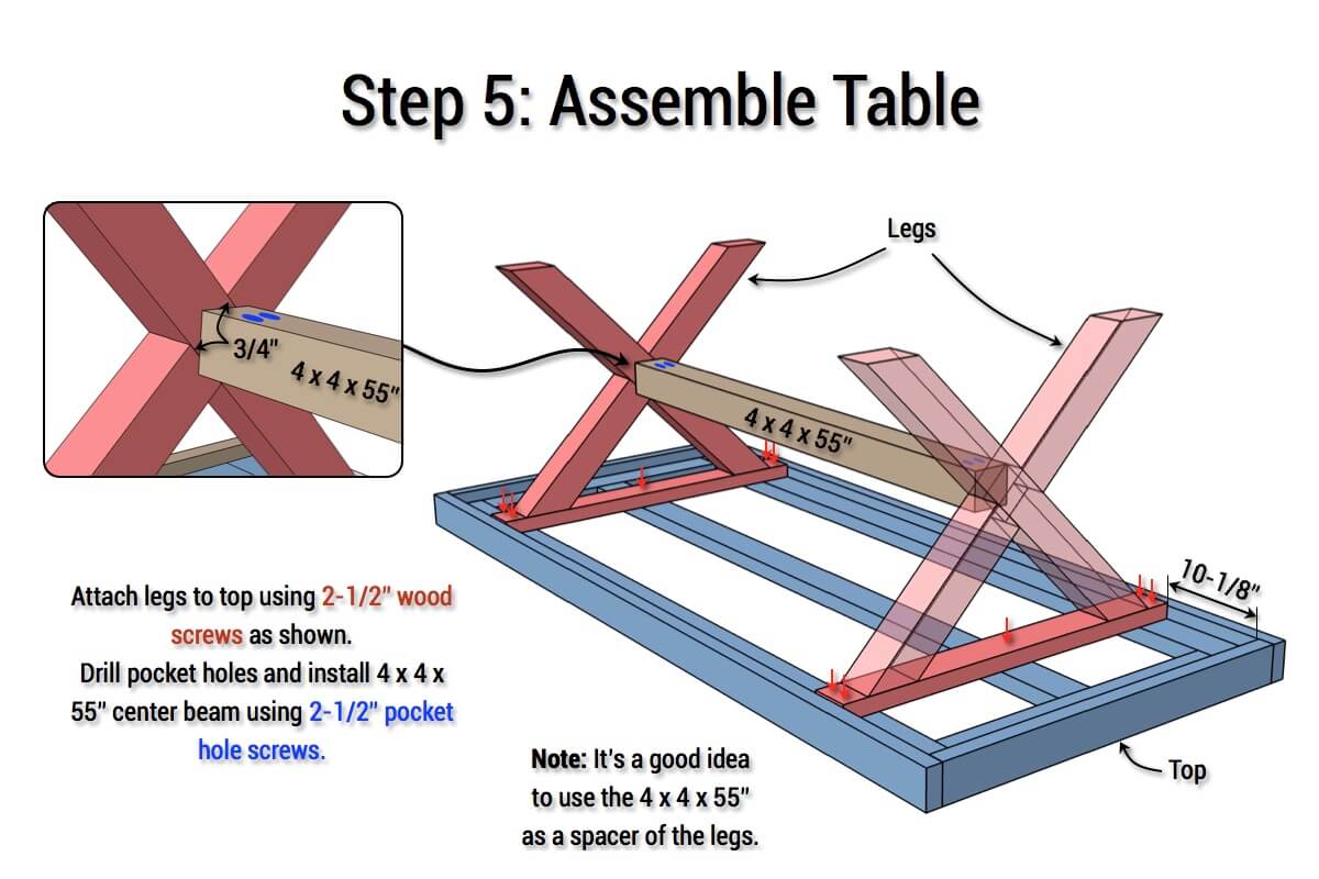 X leg farmhouse on sale table plans