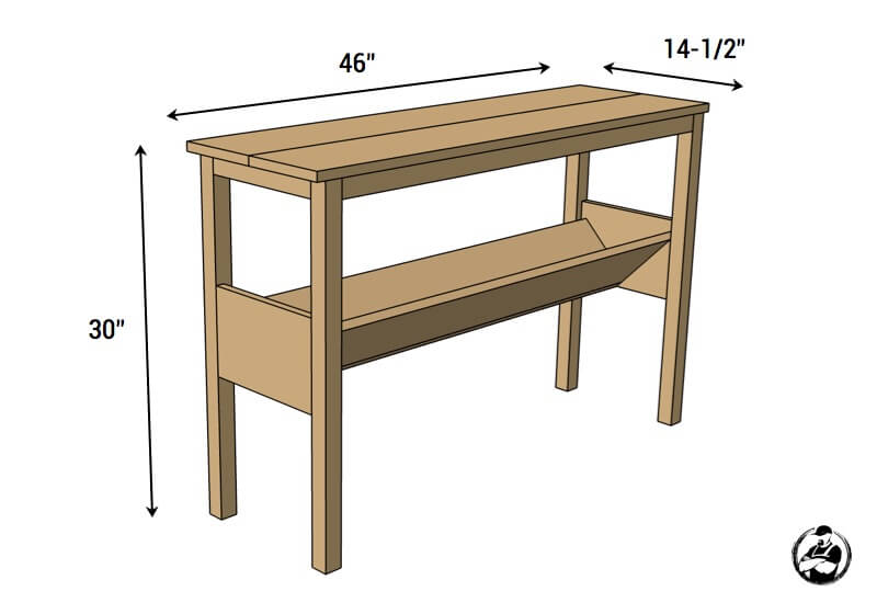 DIY Book Console Table Plans - Dimensions