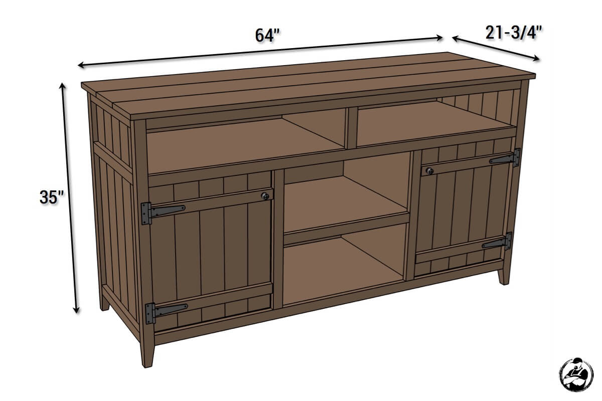 DIY Rustic Media Center Plans Dimensions 