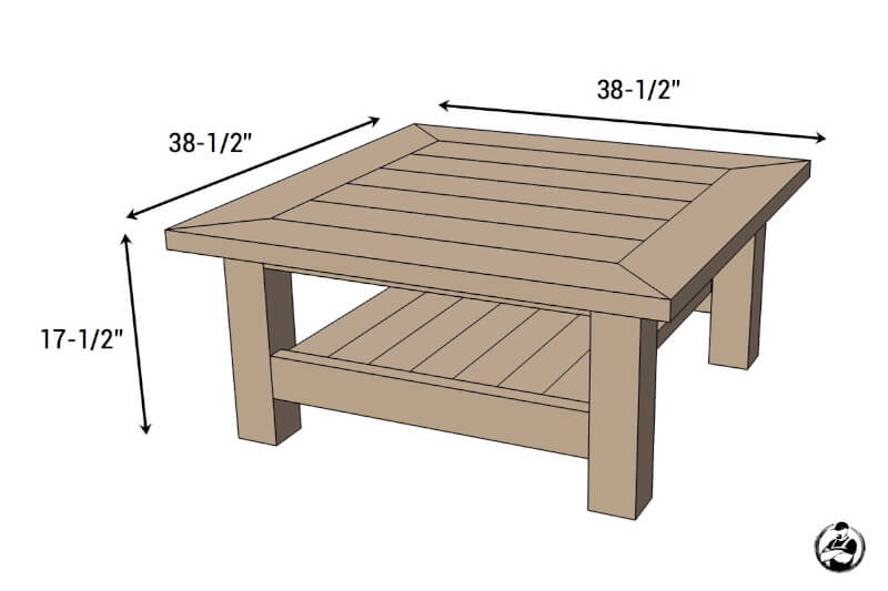 Square Plank Coffee Table - Dimensions