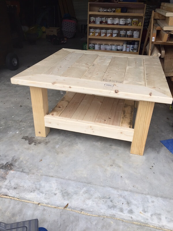 Square Coffee Table w/ Planked Top Free DIY Plans 