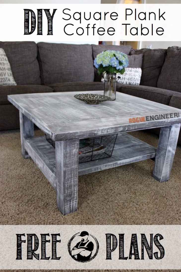 Square Coffee Table w/ Planked Top { Free DIY Plans }