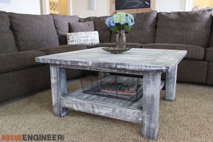 Plans For Building A Coffee Table - DIY Coffee Table with Storage | Free Plans | Rogue Engineer - Build the farmhouse coffee table for under $40 with just a drill and a saw!