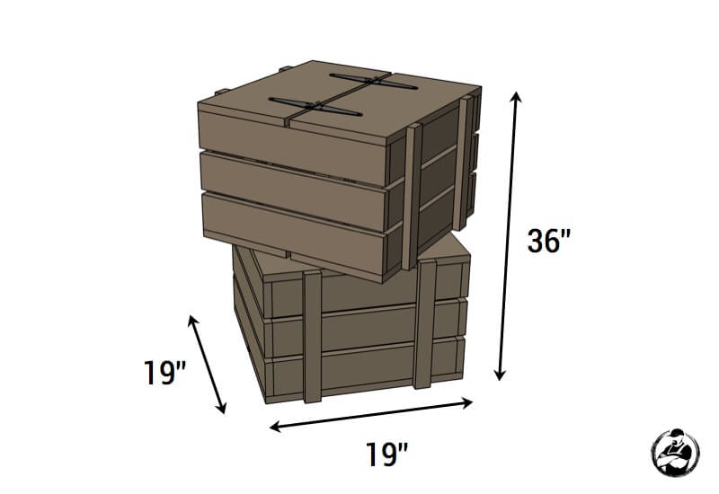 Stacked Crate End Table Plans - Dimensions