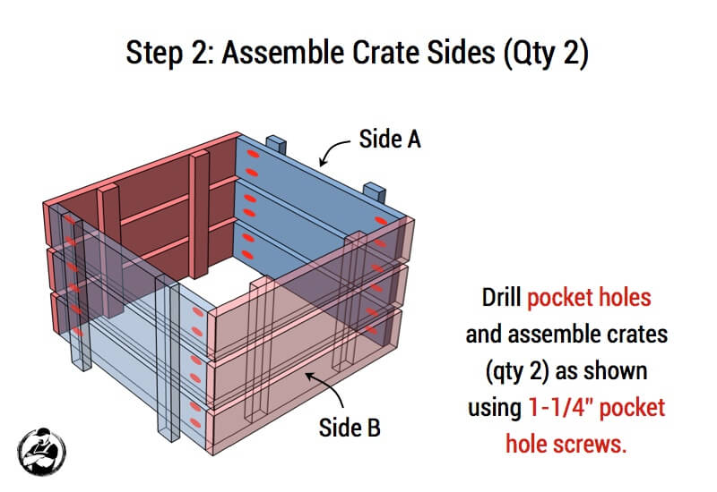 Stacked Crate End Table Plans - Step 2