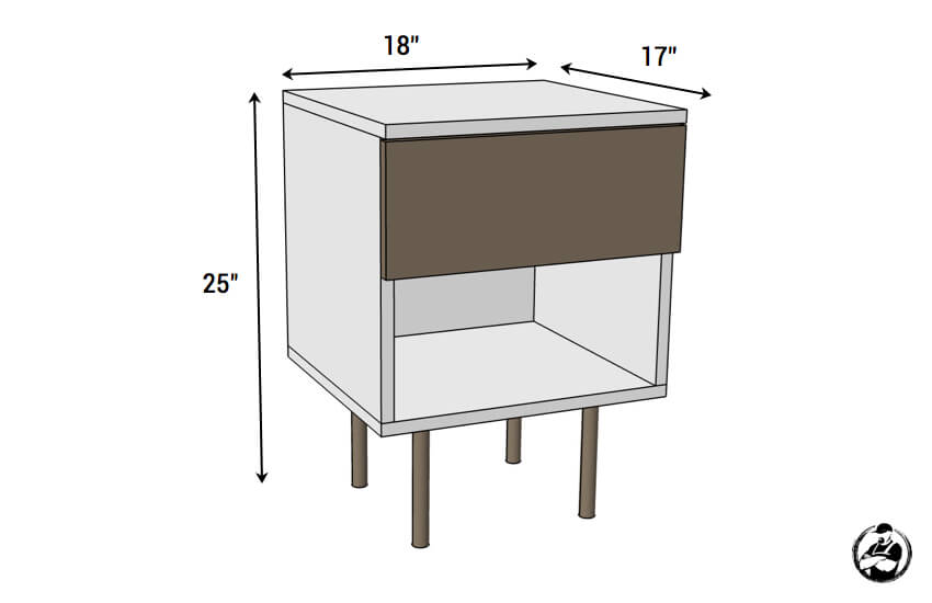 DIY Mid Centry Modern Side Table Plans - Dimensions