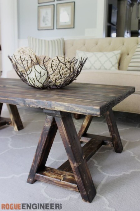 Sawhorse Coffee Table { Free DIY Plans } Rogue Engineer