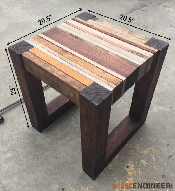 DIY Scrap Wood Side Table Dimensions - Rogue Engineer 