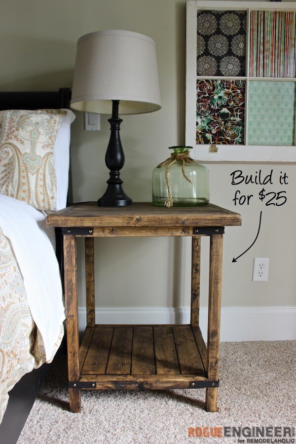 rustic bedside shelf