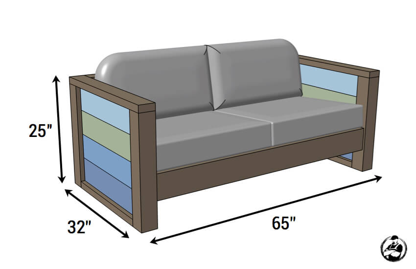 DIY Planked Wood Loveseat Plans - Dimensions