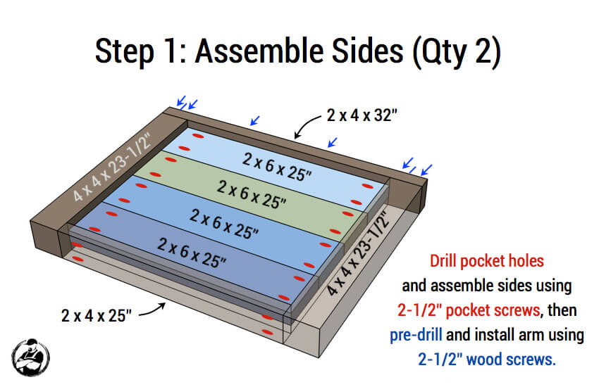 DIY Planked Wood Loveseat Plans - Step 1