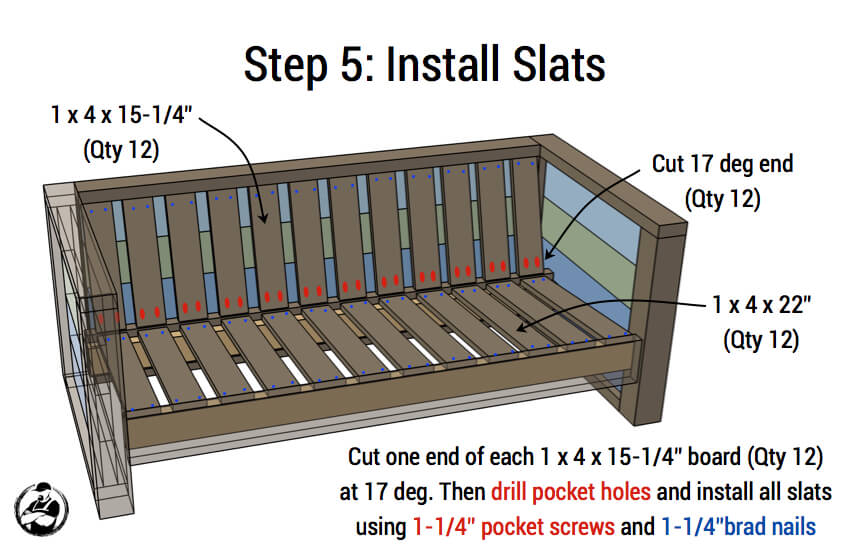 DIY Planked Wood Loveseat Plans - Step 5