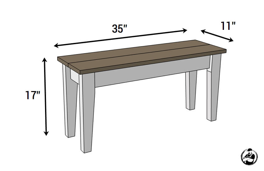 DIY Small Entry Bench Plans - Dimensions