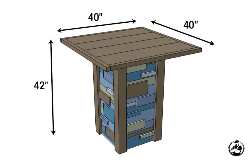 Modern Reclaimed Pub Table - Dimensions