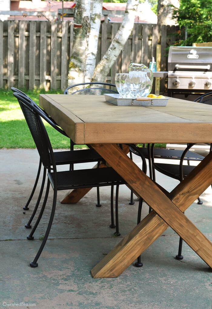 wood dining table with x legs