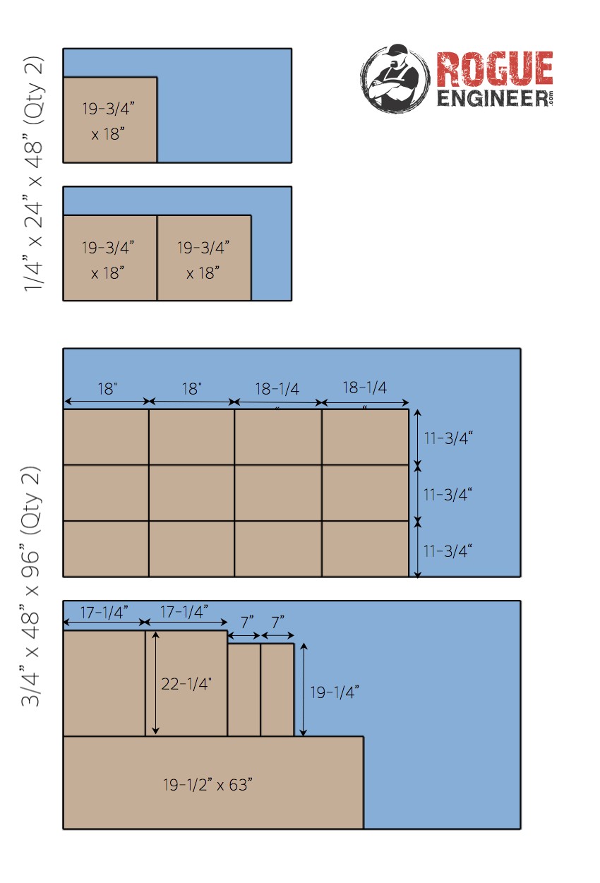 DIY Printmakers Media Console Plans - Cut List; Plywood