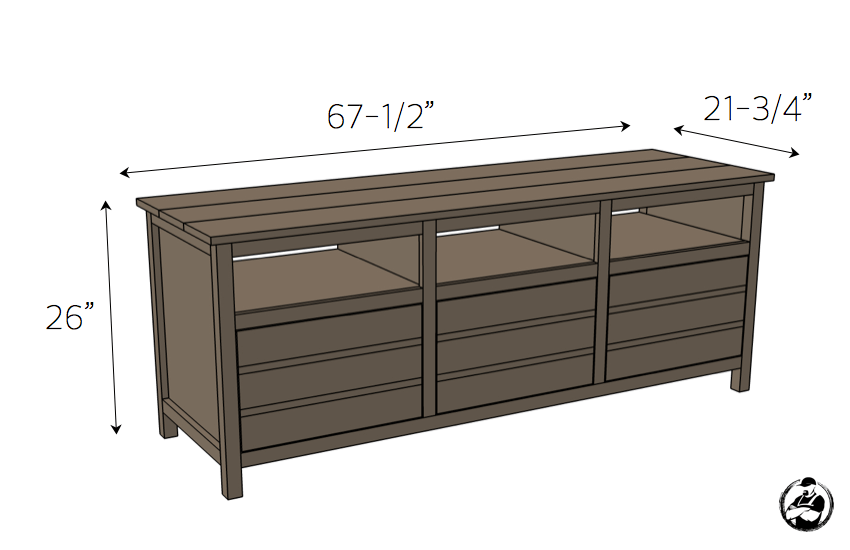 DIY Printmakers Media Console Plans - Dimensions