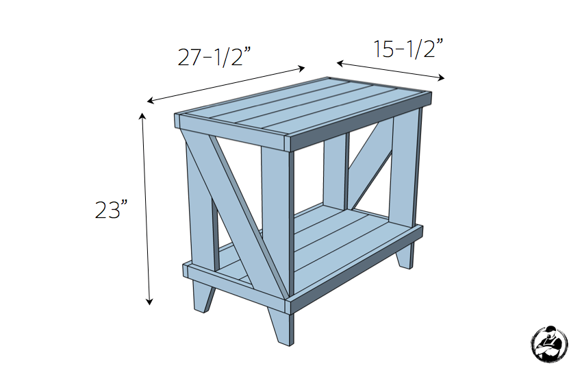 Narrow Cottage Side Table Plans - Dimensions