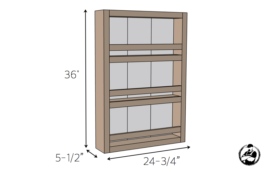 Apothecary DIY Wall Shelf Plans - Dimensions