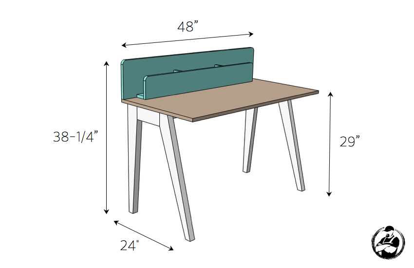 DIY Lindsay Desk Plans - Dimensions