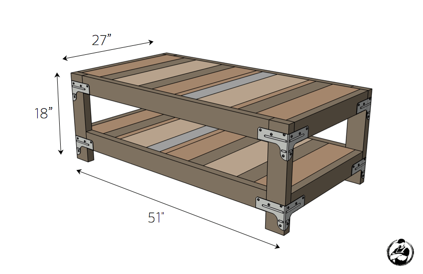 DIY Industrial Coffee Table Plans - Dimensions