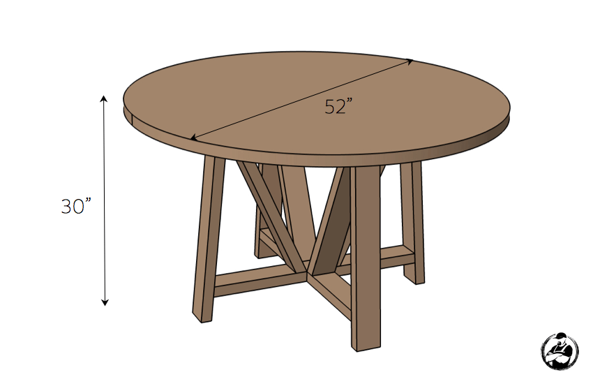 DIY Trestle Round Dining Table Plans - Dimensions