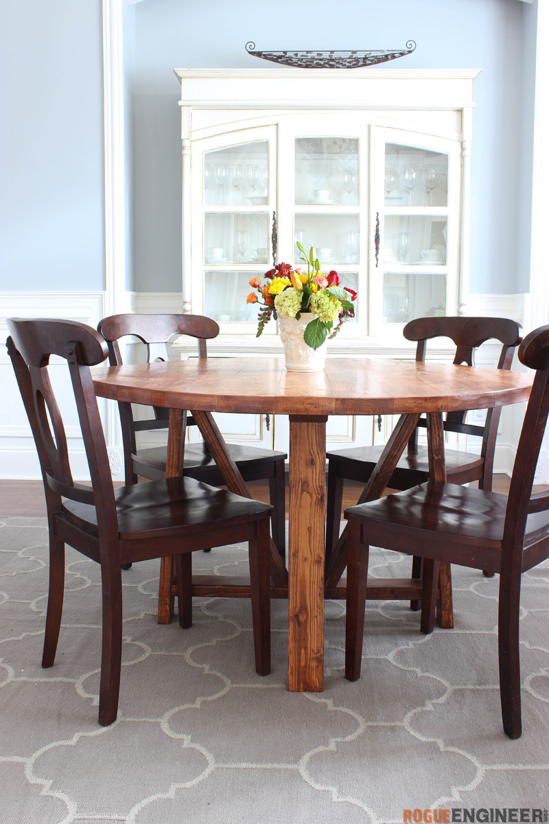 Round Trestle Dining Table { Free DIY Plans } Rogue Engineer