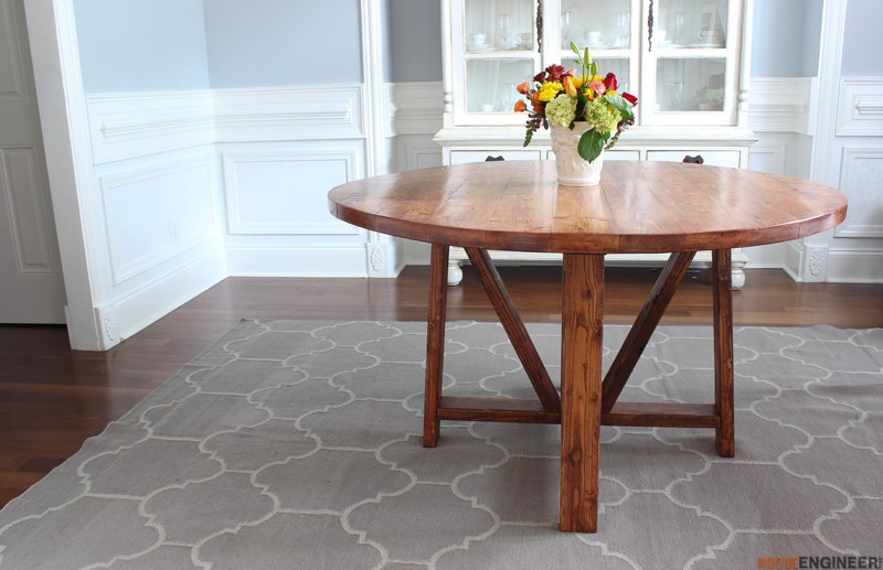 Round Trestle Dining Table { Free DIY Plans } Rogue Engineer