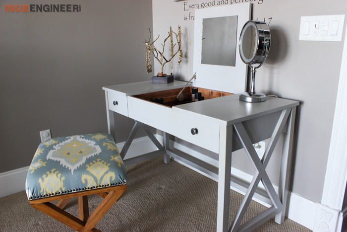 Flip top outlet vanity desk